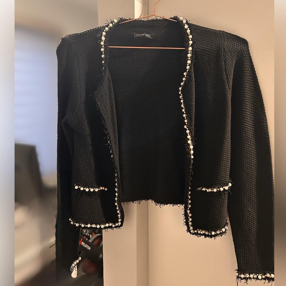 Robertson & Rodeo black tweed jacket with pearl detail (size small)